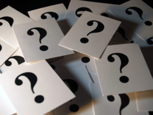 Stack of cards with Question Marks on them